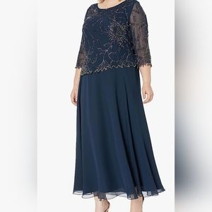 New J Kara Women's 3/4 Sleeve Beaded Dress.